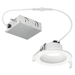 Direct-to-Ceiling Integrated LED 4 in. Round Canless Recessed Light for Bathroom Baffle White 2700K (1-Pack)