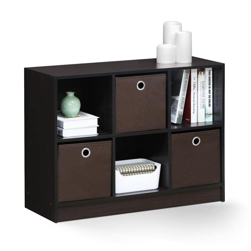 Dark Walnut 3x2 Cube Storage Organizer with Bins