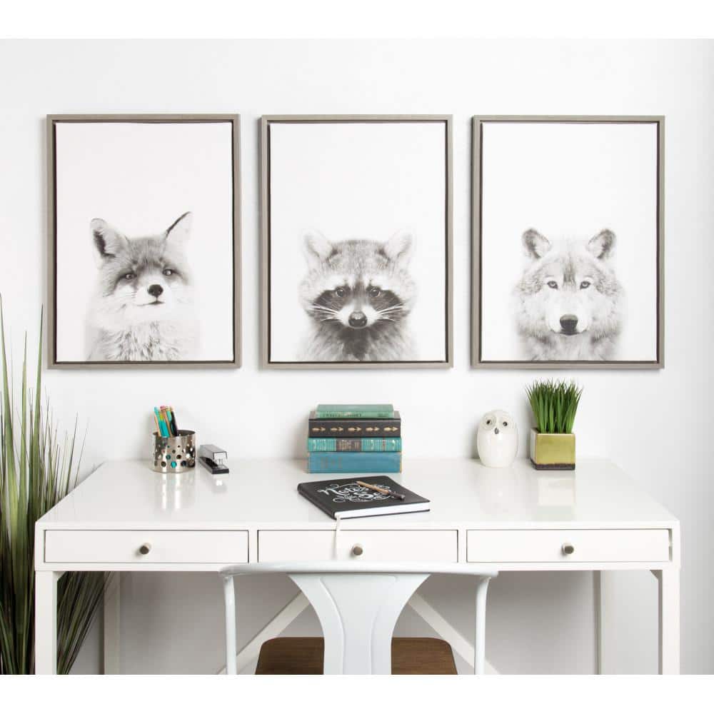 Gray Framed Raccoon Canvas Art for Kids, 24"x18"