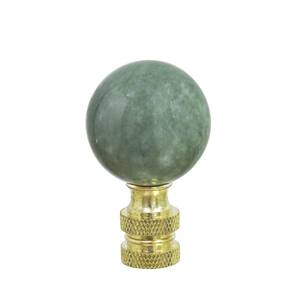2 in. Green Faux Marble Ball Finial with Brass Plated Finish (1-Pack)