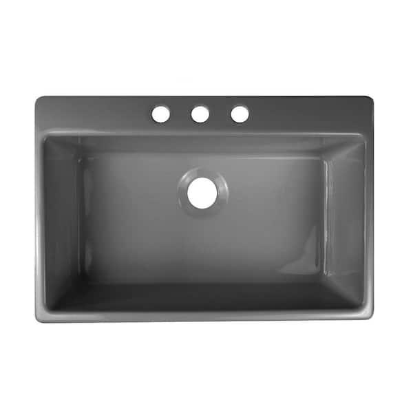 Lyons Industries Essence Drop-In Acrylic 33x22x9 in. 3-Hole Single Basin Kitchen Sink in Silver Metallic