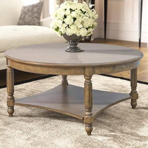 Marcello 34.6 in. Spray Paint Oak Round Solid Wood Top Coffee Table