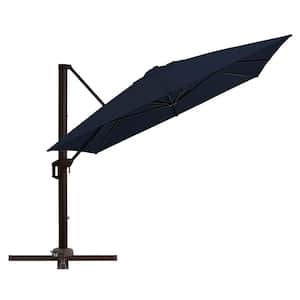 10 ft. x 13 ft. Aluminum Rectangle Patio Offset Umbrella Outdoor Cantilever Umbrella with Recycled Fabric in Navy Blue