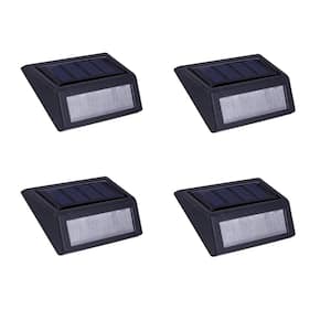10 Lumens Black LED Outdoor Solar Stair Light (4-Pack)