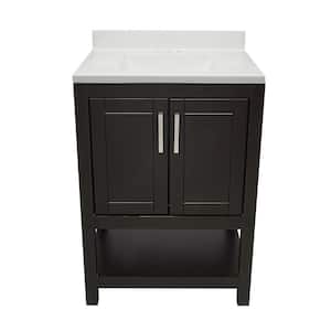 Taos 25 in. W x 19. in D. x 36 in. H Bath Vanity in Espresso with Cultured Marble White Top