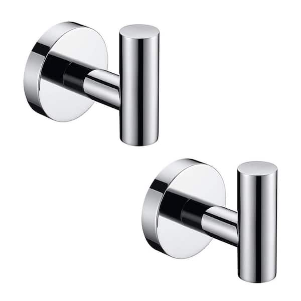 Wall Mounted J-Hook Robe/Towel Hook Towel Hook in Stainless Steel Poilshed Chrome (2-Piece)