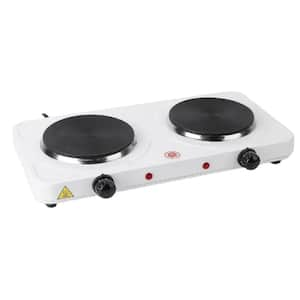 16 in. 2-Elements Solid Disk Electric Cooktop in White with Indicator Light-Hot Surface Indicator Light 5-Gear