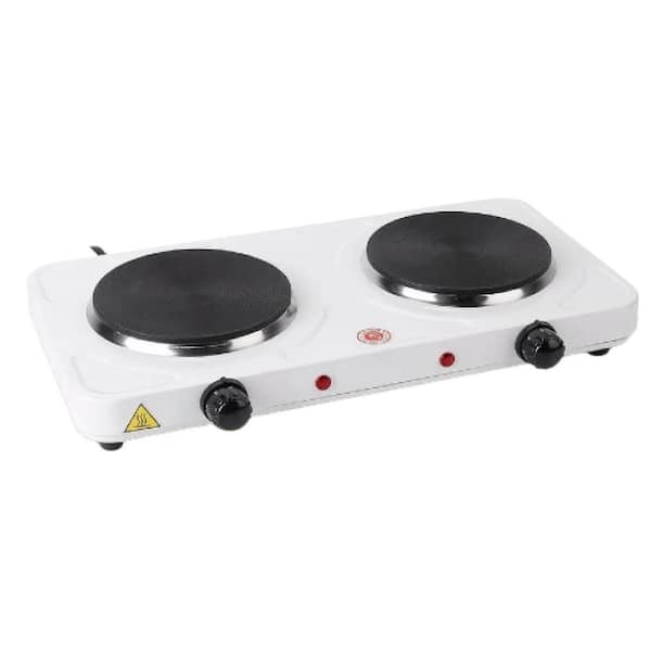 16 in. 2 Elements Solid Disk Electric Cooktop in White with Indicator Light Hot Surface Indicator Light 5 gear