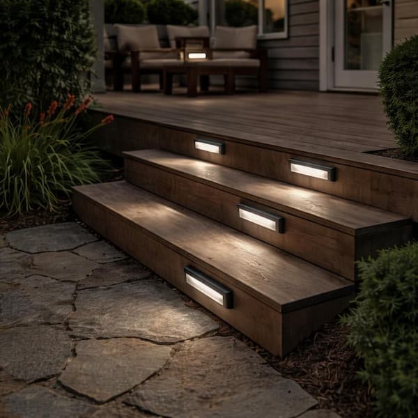 9inch LED Step Lights with Garden Torch 110-240V IP65 Waterproof 2W 4000K Stair Lights Easy Install Non-Dimmable 3-Pack