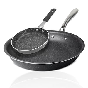 2-Piece Black Aluminum Ultra-Durable Diamond Infused Nonstick Frying Pan Set (5. 5 in. and 9. 5 in.)