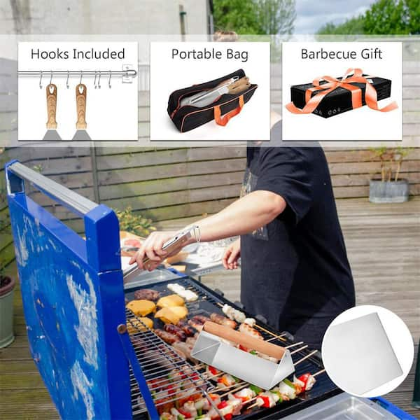 Dyiom Stainless Steel BBQ Accessories for Outdoor Kitchen Accessories with Storage Box Bag (22-Piece)