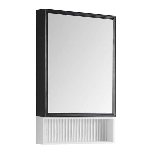 FINE FIXTURES Dakota 21 in. W x 33 in. H Medium Rectangular Black and White Wooden Surface Mount Medicine Cabinet with Mirror
