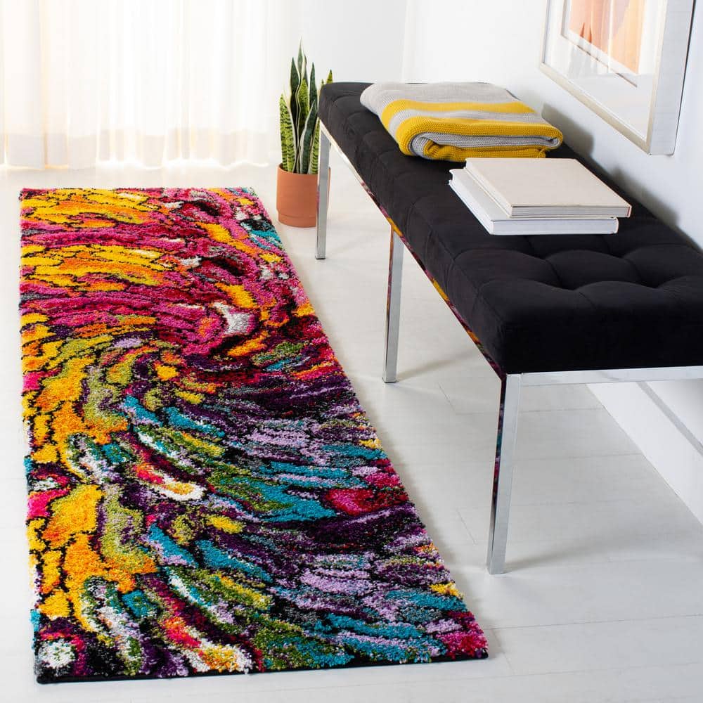 Fiesta Shag 2 ft. x 10 ft. Multi Abstract Runner Rug price history on PriceWatchPro