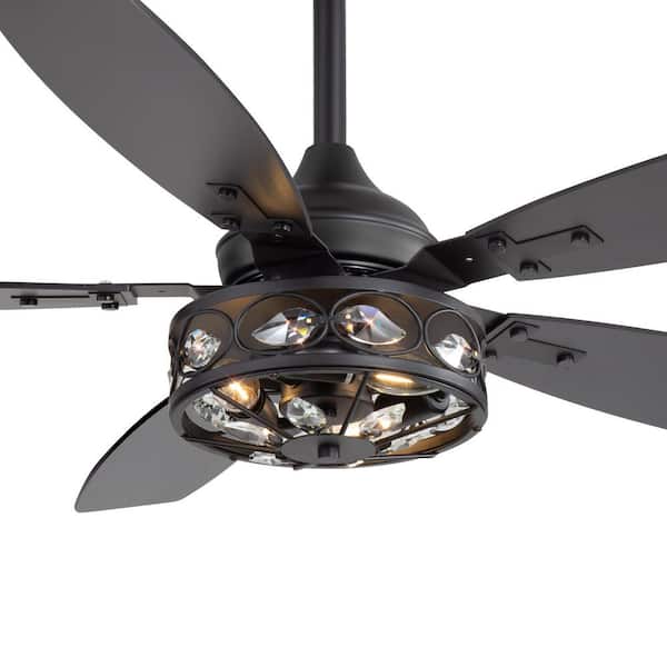 Sergey 48 in. Indoor 3-Light Black Downrod Standard Ceiling Fan with Enclosed Light Kit and Remote Control Included