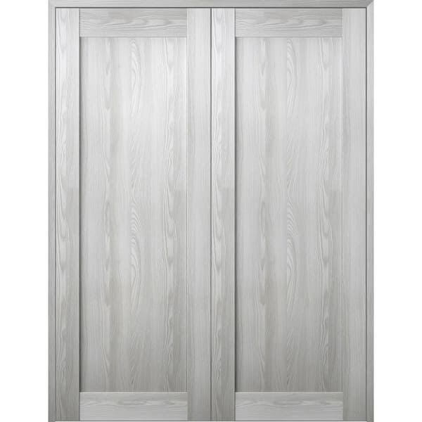 Vona 07 72 in. x 80 in. Both Active Ribeira Ash Wood Composite Double Prehung Interior Door