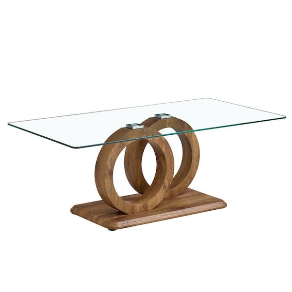 Polibi Modern 47.2 in. Natural Rectangle Glass Coffee Table