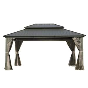 16 ft. x 12 ft. Hardtop Gazebo Outdoor Aluminum Gazebos Grill with Galvanized Steel Double Canopy