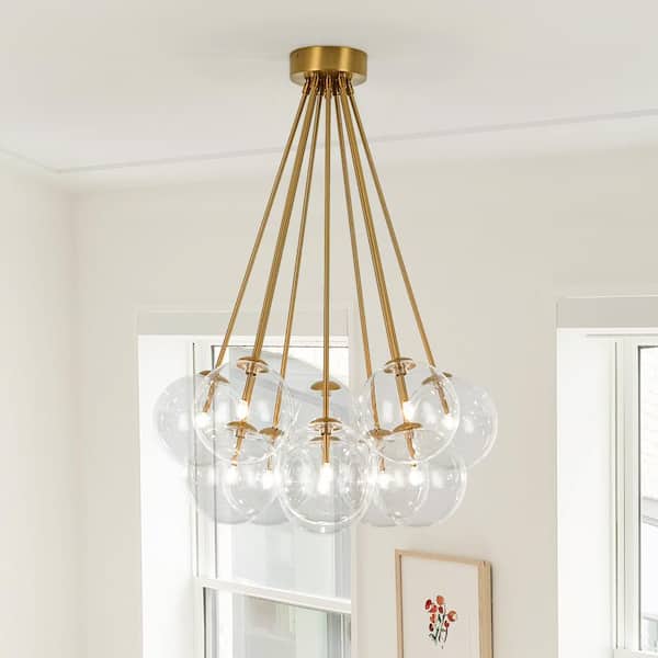 Y'INSP NOVA BUBBLE 11-Light Brushed Gold Flush Mount Bubble