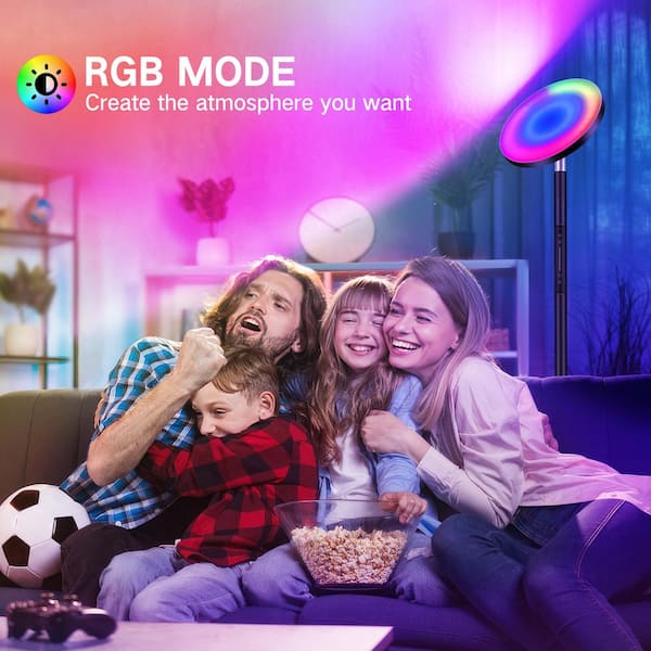 BICIK 71 in. Classic Black RGB Dimmable LED Light and Color
