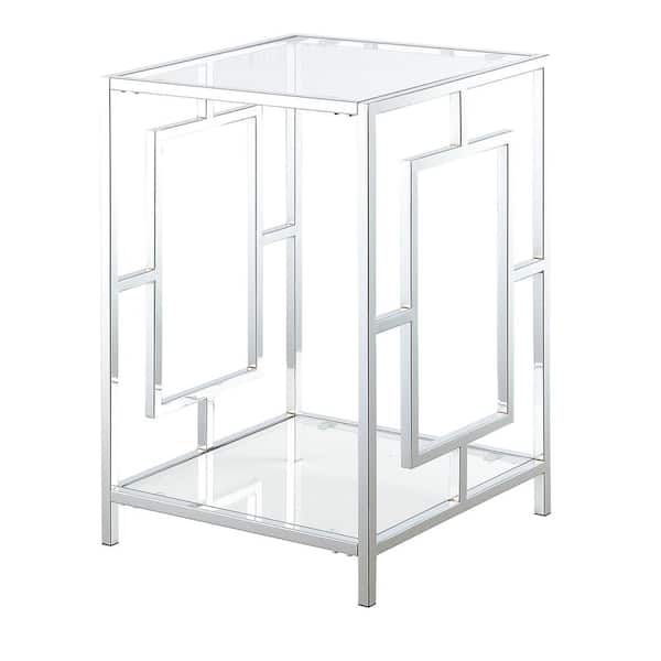 Convenience Concepts Town Square Clear Glass and Chrome End Table