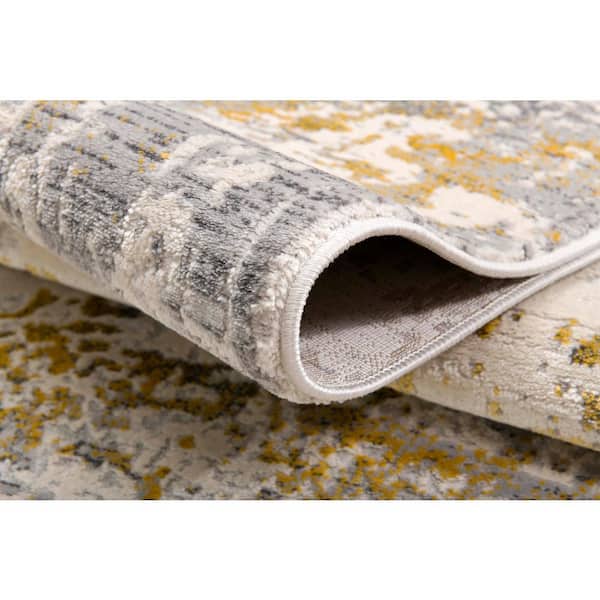 Vogue Gold (2 ft. x 6 ft.) - 2 ft. 3 in. x 6 ft. Modern Abstract Doormat Area Rug Entrance Floor Mat