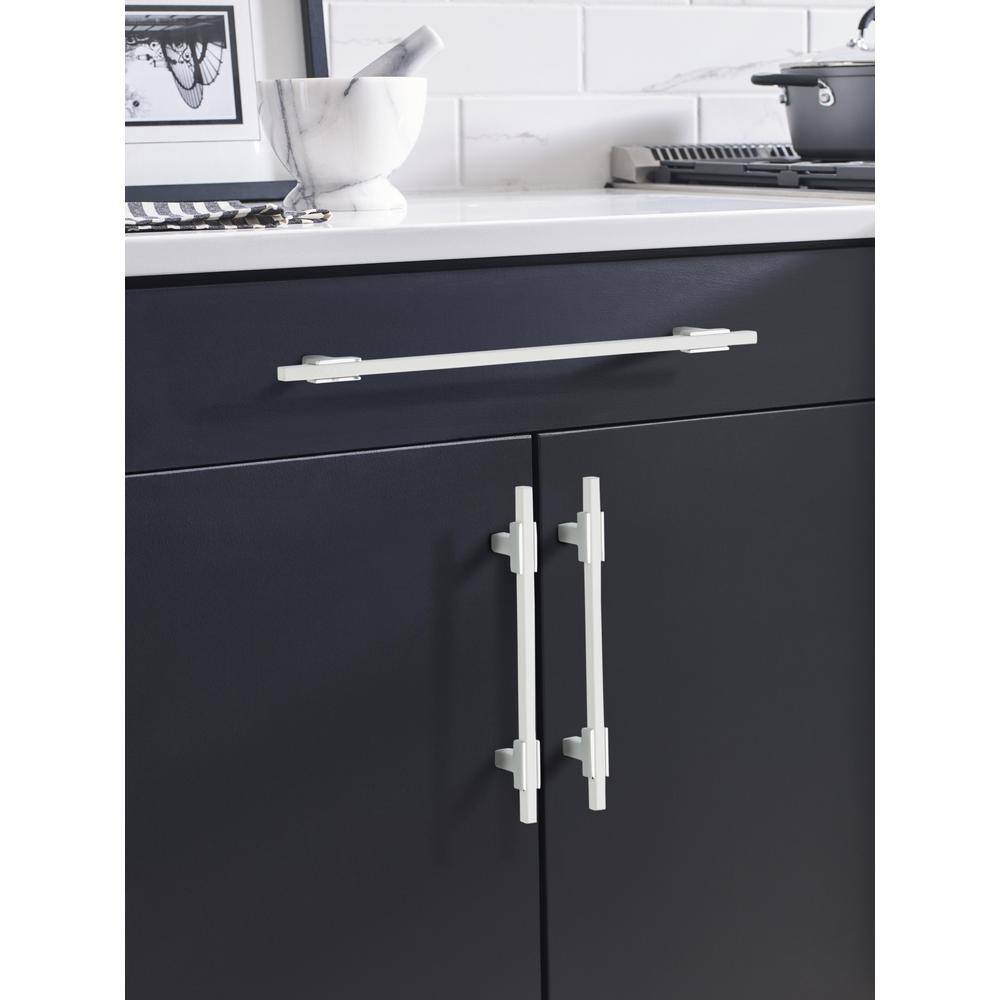 Urbanite 12.75" Polished Chrome and White Cabinet Bar Pull
