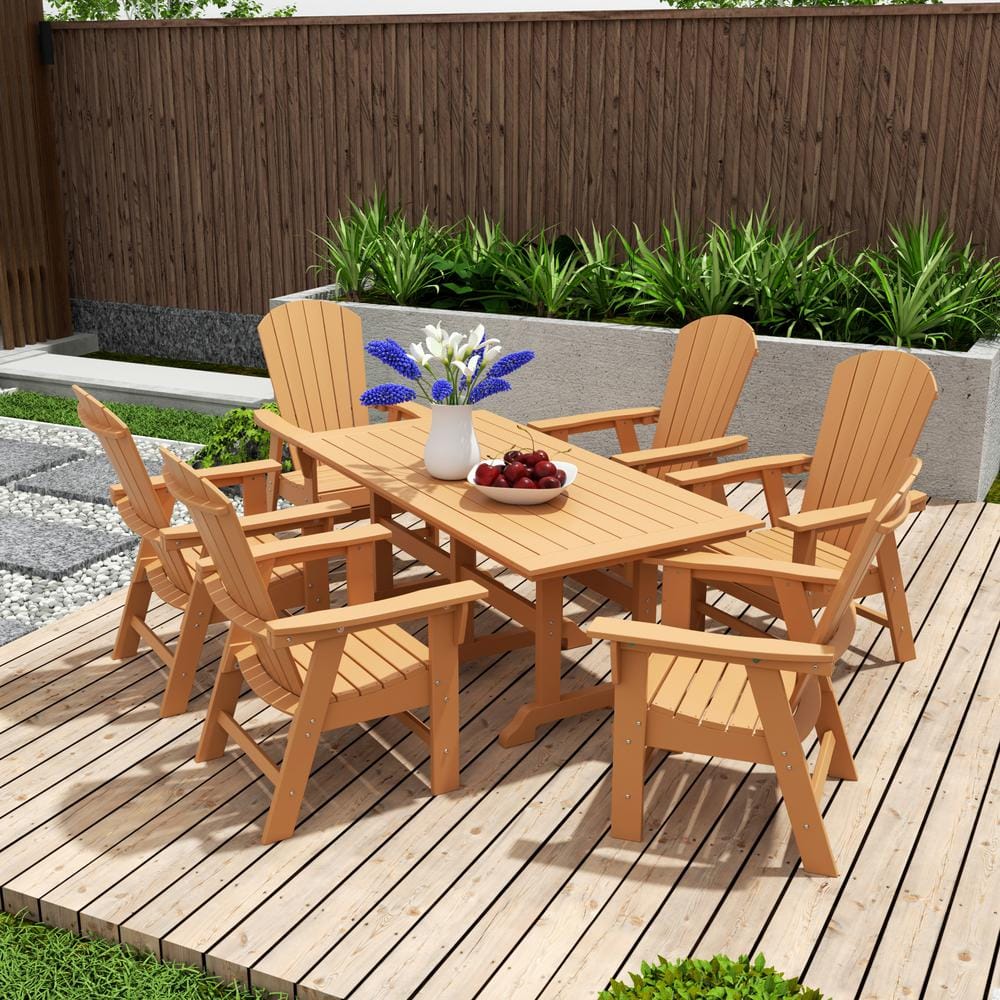 WESTIN OUTDOOR Altura Outdoor Patio Weather Resistant Teak 7Piece HDPE