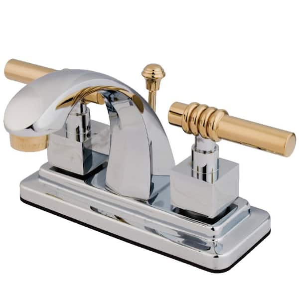 Milano 4 in. Centerset 2-Handle Bathroom Faucet in Chrome and Polished Brass