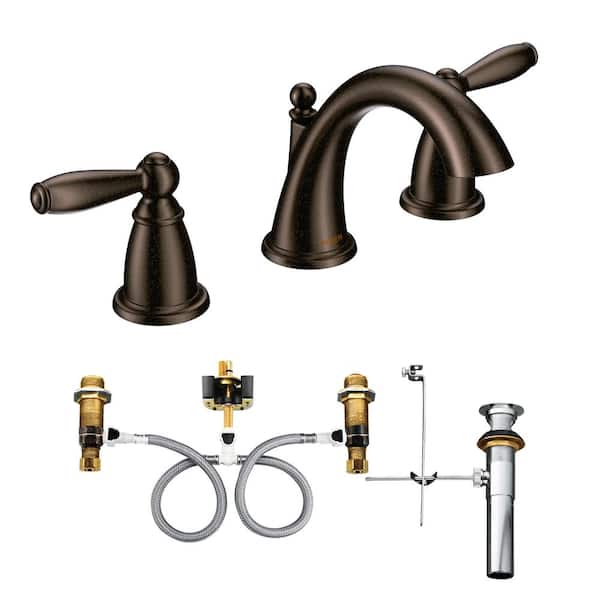 MOEN Brantford 8 in. Widespread 2-Handle High-Arc Bathroom Faucet Trim Kit in Oil Rubbed Bronze (Valve Included)