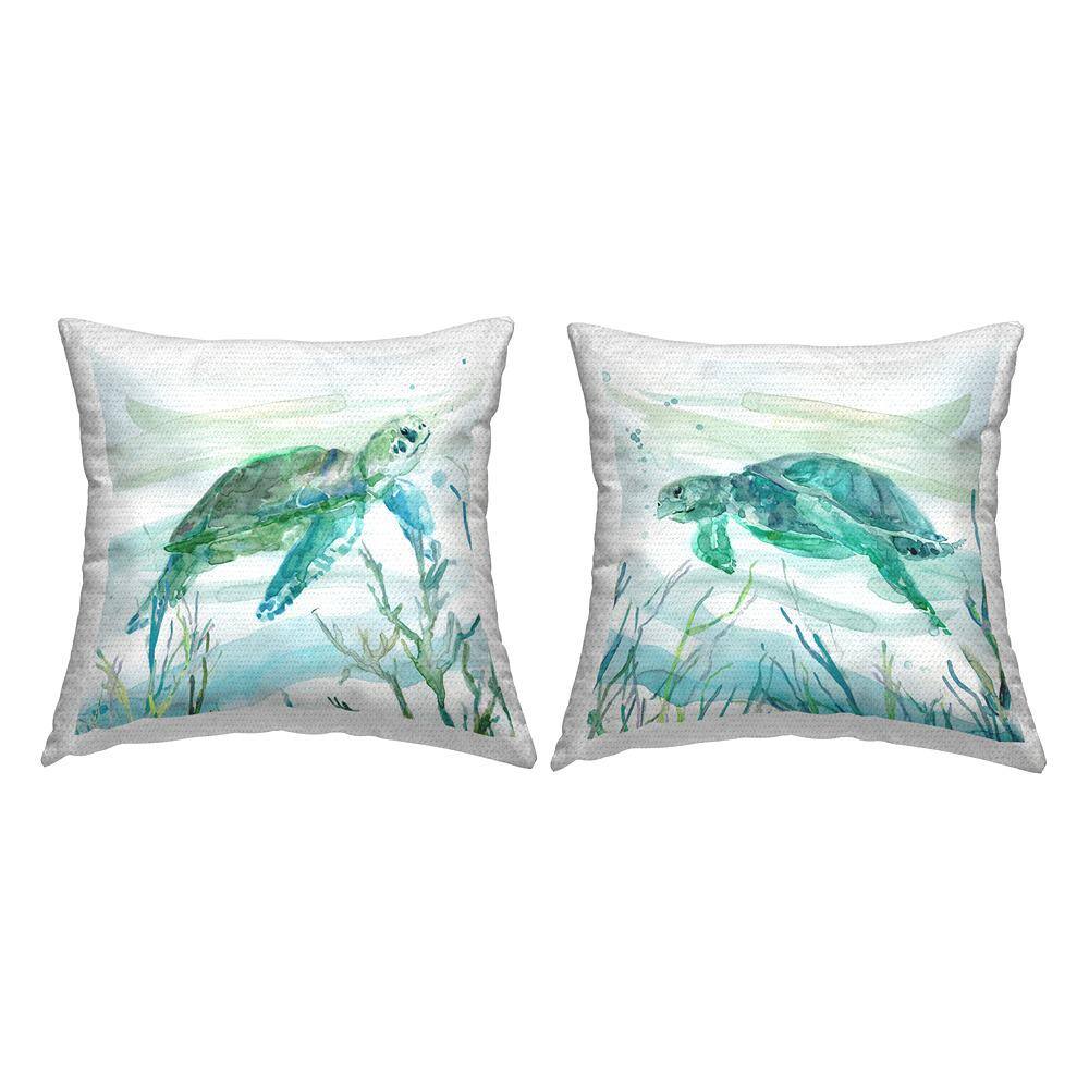 Underwater Turtles Swimming Green Square Outdoor Throw Pillow 2-Pack price history on PriceWatchPro