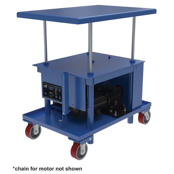 Vestil 2000 lbs. Capacity 24 in. x 36 in. Blue Steel DC Powered High Profile Post Table