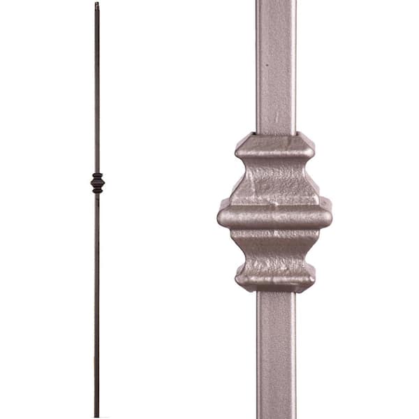 HOUSE OF FORGINGS Versatile 44 in. x 0.5 in. Ash Grey Single Knuckle Hollow Wrought Iron Baluster