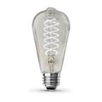 60-Watt Equivalent ST19 Dimmable Spiral Filament Clear Glass E26 Vintage Edison LED Light Bulb, Daylight