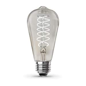 60-Watt Equivalent ST19 Dimmable Spiral Filament Clear Glass E26 Vintage Edison LED Light Bulb, Daylight