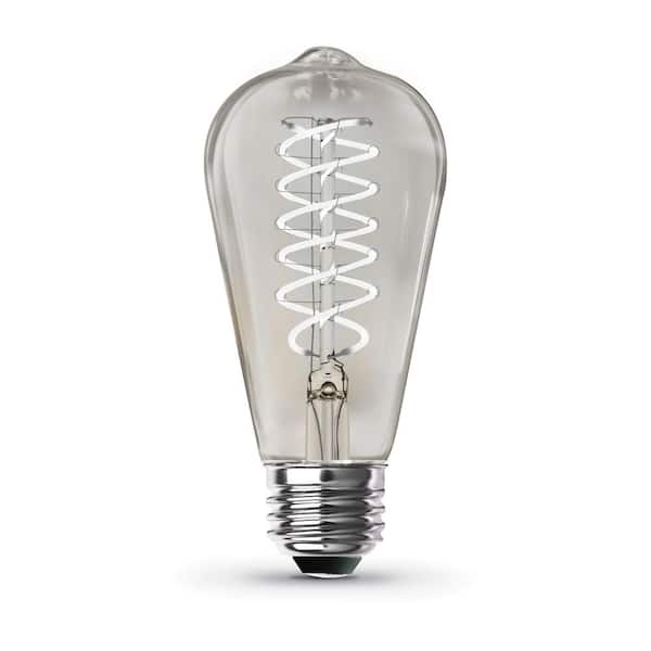 Feit Electric 60-Watt Equivalent ST19 Dimmable Spiral Filament Clear Glass E26 Vintage Edison LED Light Bulb, Daylight