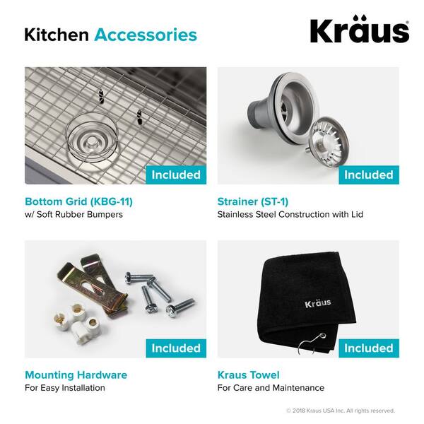 Kraus Premier Undermount Stainless Steel In Single Bowl Kitchen Sink Kbu11 The Home Depot