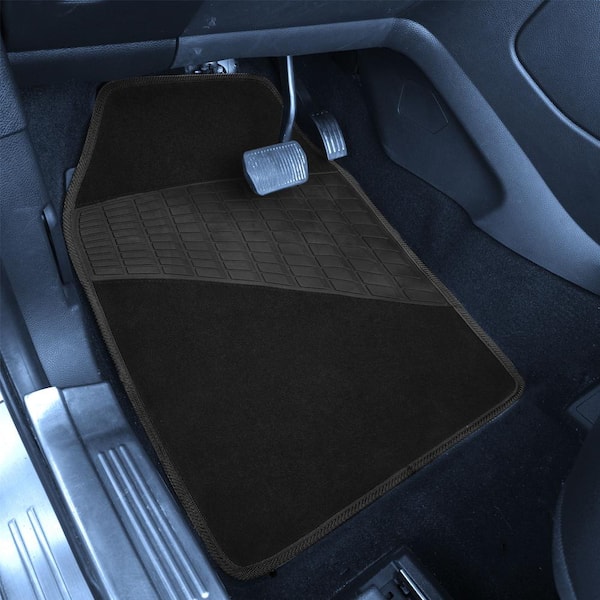 FH Group Black Color-Trimmed Liners Non-Slip Car Floor Mats with Rubber  Heel Pad Full Set DMF14503BLACK The Home Depot