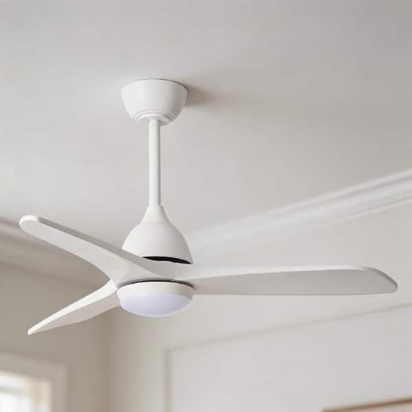 44 in. Indoor White Solid Wood Ceiling Fan with Integrated LED and Remote Control