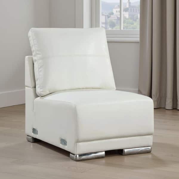 Althy Chrome Modular Metal Outdoor Armless Lounge Chair with White Cushion