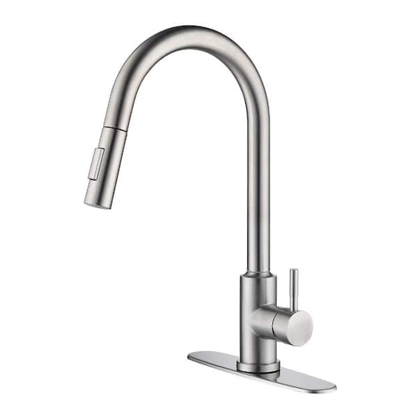 Nestfair Single Handle Pull Down Sprayer Kitchen Faucet with Touch Sensor in Brushed Nickel