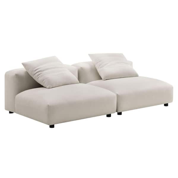 Solace 82.68 in. Armless Upholstered Fabric Modular Sectional Sofa in. Salt