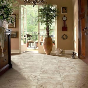 Groutable Light Travertine 18 in. Width x 18 in. Length Peel and Stick Vinyl Tile