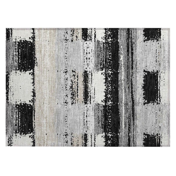 Chantille Machine Washable Indoor/Outdoor Abstract ACN2772 Black 3 ft. x 4 ft. Area Rug