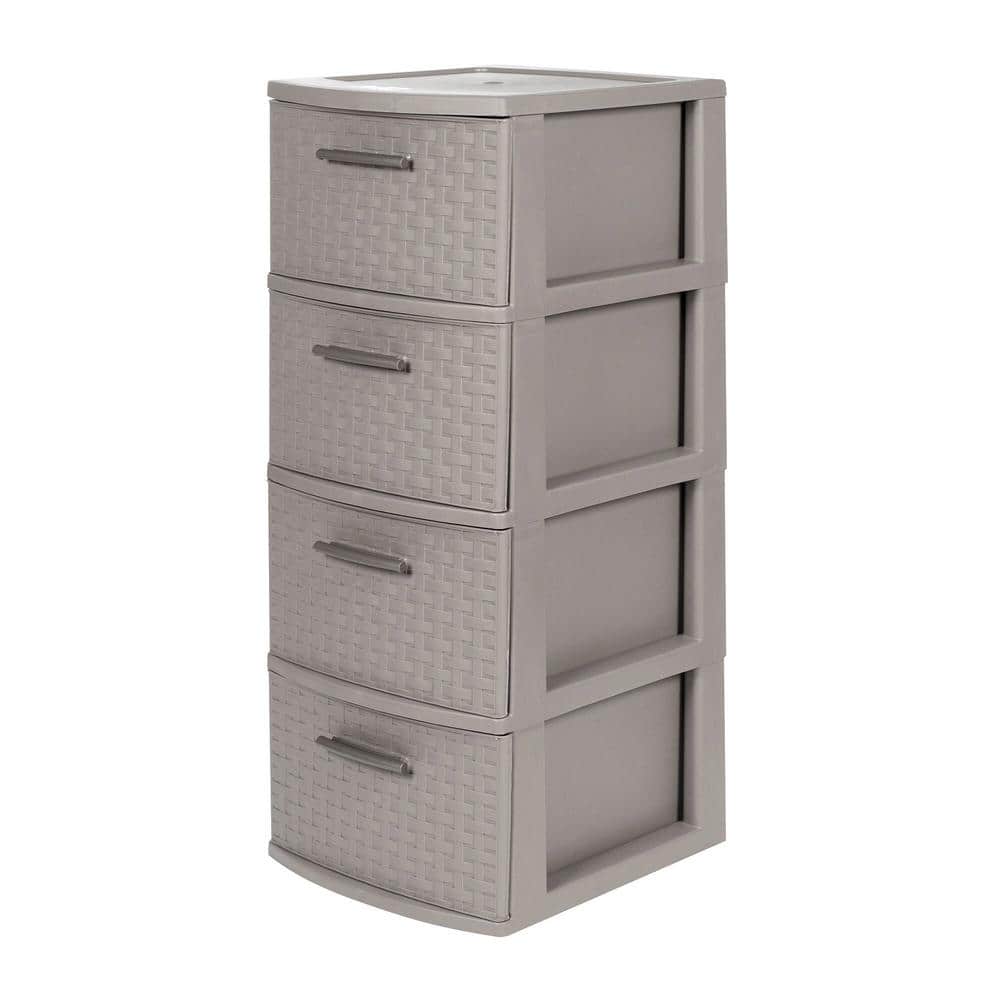 mat tieners Spruit MQ 12.6 in. W x 31.5 in. H x 15 in. D Taupe Resin 4-Drawer Storage Cabinet  393-TAU - The Home Depot