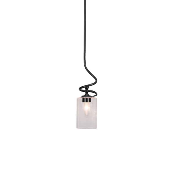 Unbranded Royale 100 W 1-Light Matte Black Standard Mini Pendant Light with Glass Shade