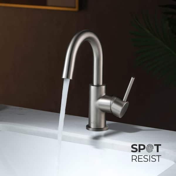 Single Hole Circular Single Handle High-Arc Bathroom Sink Faucet in Brushed Nickel
