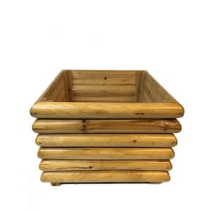 24 in. W Log Wood Square Planter