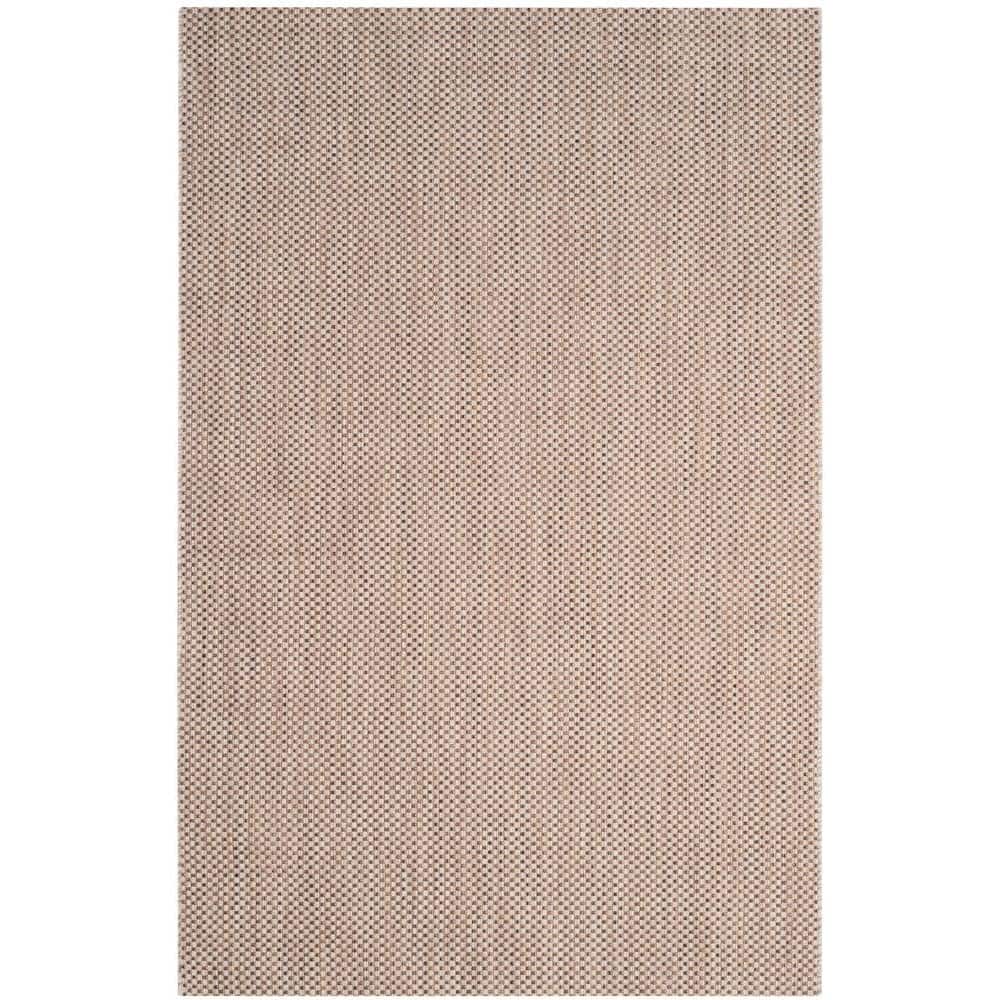Beige and Brown Rectangular Synthetic Outdoor Area Rug