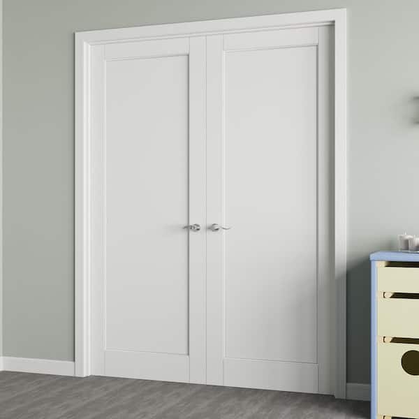 Inside Double Quick ARK DESIGN 60 in. x 96 in. Universal Hand 1-Panel White Solid Core Wood ...