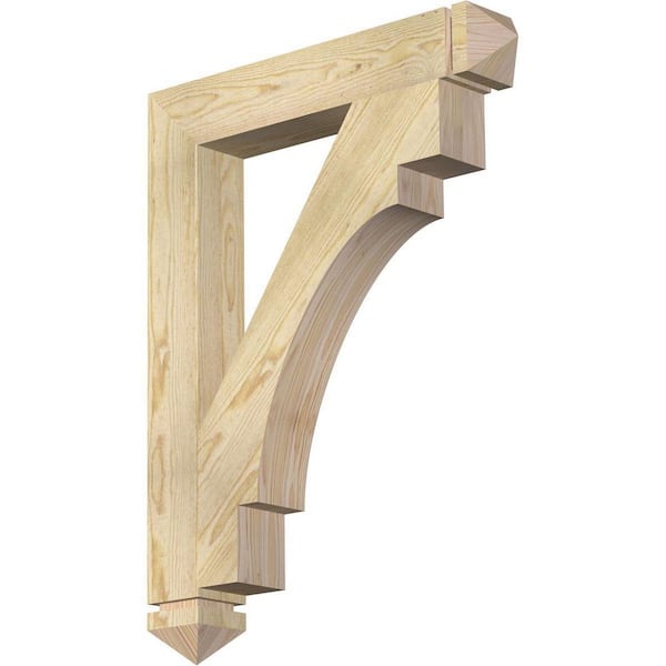 Ekena Millwork 4 in. x 34 in. x 26 in. Douglas Fir Merced Arts and Crafts Rough Sawn Bracket